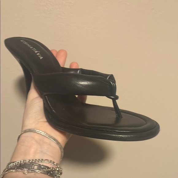 Ushatava Made in Spain Black Women's Heeled Thong Sandals Leather Lining Size 39 - Picture 7 of 7